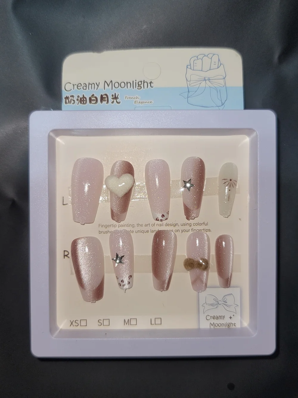 Press On Nail Set Of 6 Desing - Pink & Nude Artificial Nails